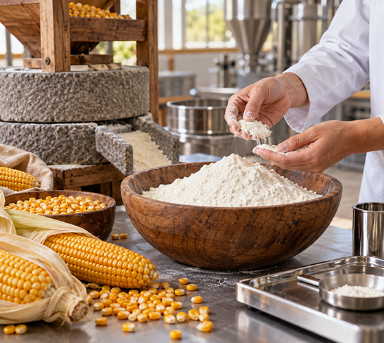 Maize Flour / Cornflour powder and dried chilli fruits