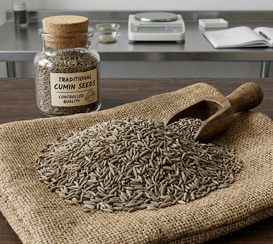 Cumin Seed powder and dried chilli fruits