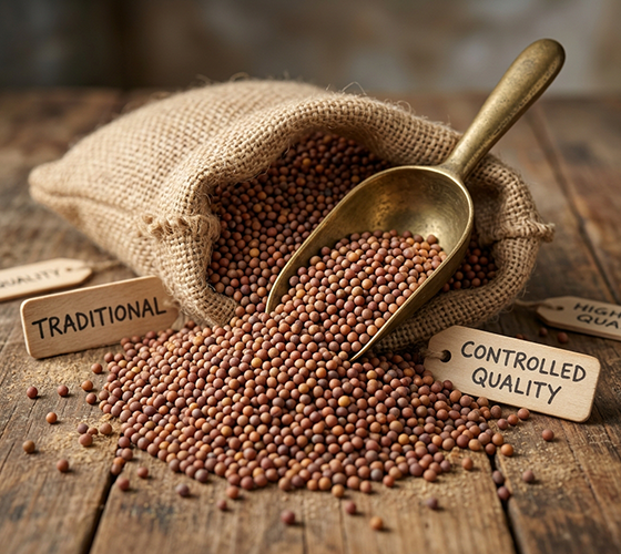 Mustard Seed powder and dried chilli fruits